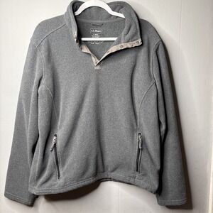 LL Bean Quarter Snap Fleece Pullover Mens Size Large Gray Polartec Trail 284632